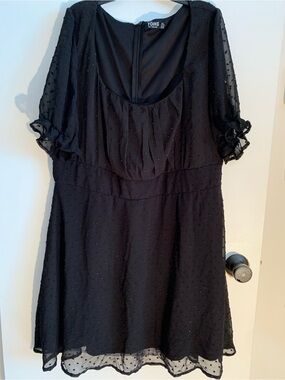 YOINS Black Swiss Dot Ruffle Sleeve Dress inner slip size 2X